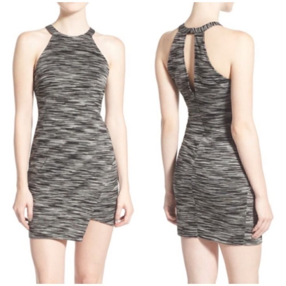 ASTR Grey Space Dye Asymmetrical Bodycon Mini Dress